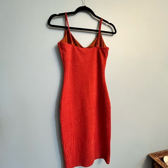 orange sparkle mini bodycon 2000s dress - Picture 2 of 5